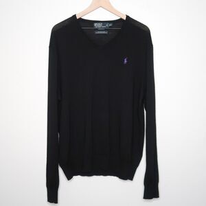 Polo by Ralph Lauren Mens Merino Wool Sweater Black Size‎ XXL Preppy Academia